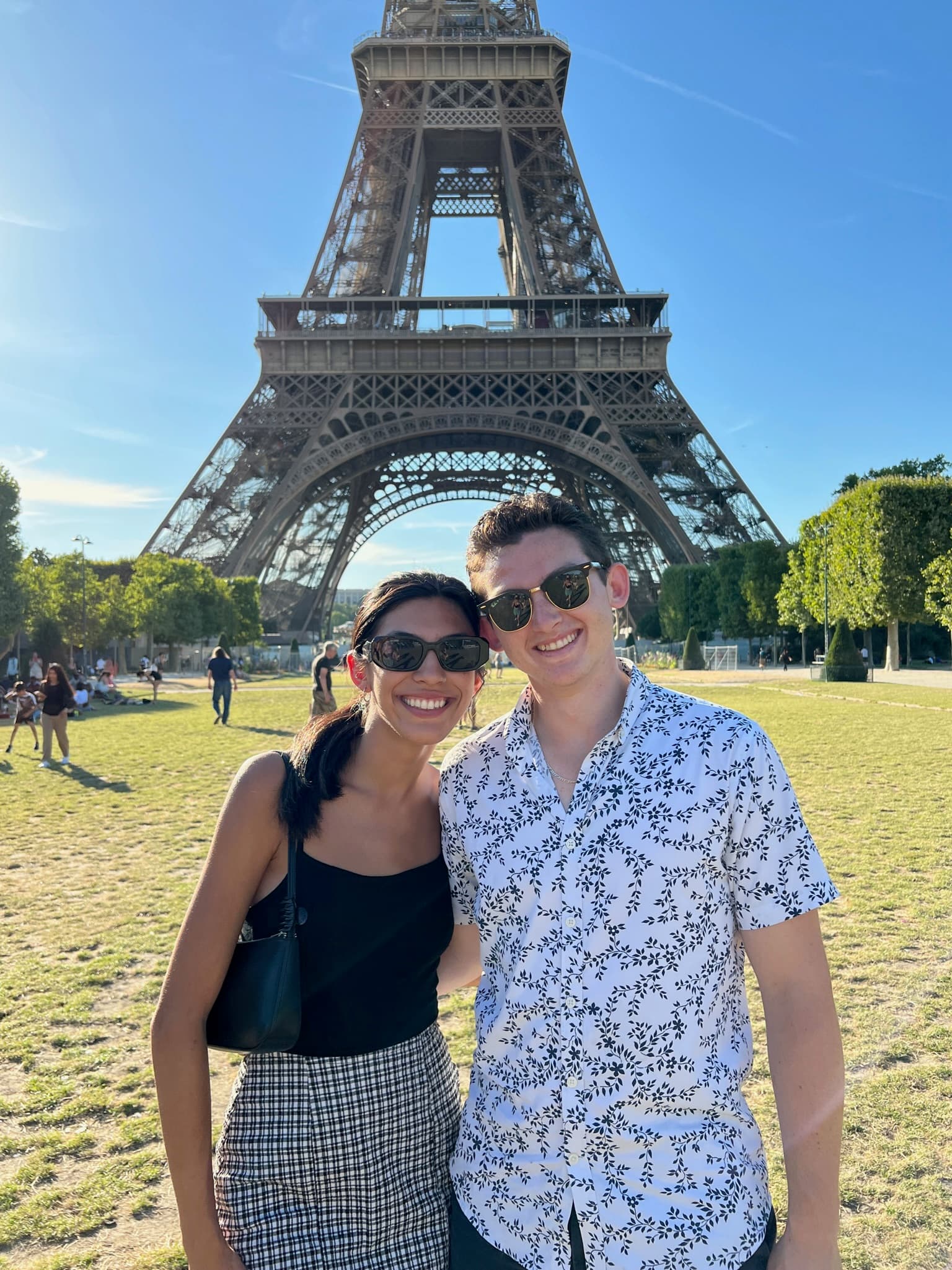 Sofia and Riley in front of the Eiffel Tower in Paris