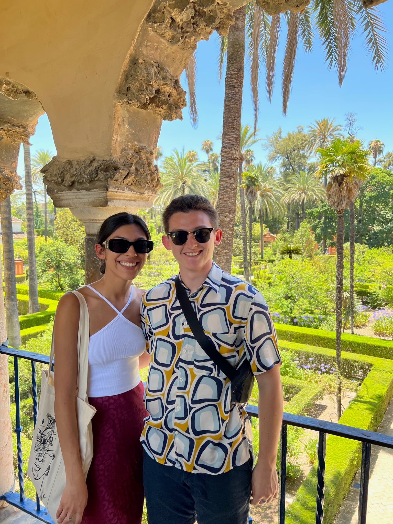 Sofia and Riley in the gardens of Seville