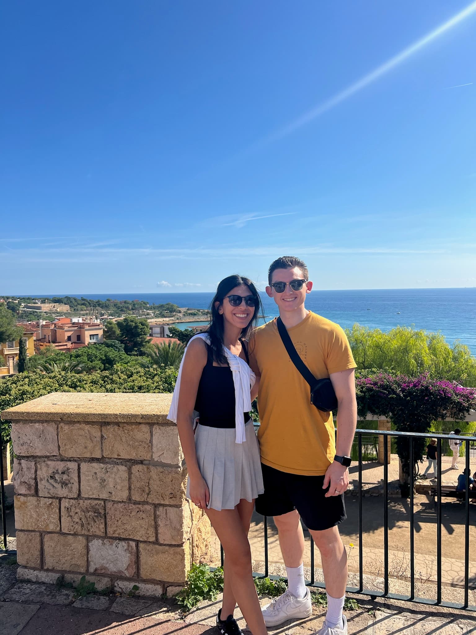Sofia and Riley overlooking the coast in Tarragona